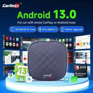 CarlinKit 안드로이드 자동차 무선 카플레이 AI TV 박스  유튜브 스토어용 13 QCM6125 8 코어 화면 64G 128