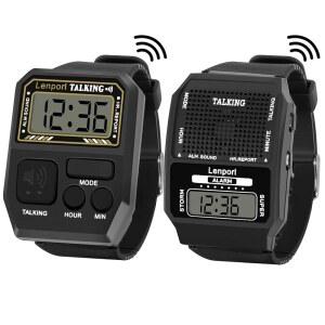 Lenporl 2팩 말하는 시계 영어 시계-시각 스포츠 있는 손목 장애가 회의용 맹인 어린이 및 성인