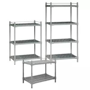 DK쉘빙시리즈( 2단 3단 4단) 플라스틱 선반대 고정형 왜건 보조테이블 매쉬상판 건조대 수영장 보관대 주방 창고 수납대 