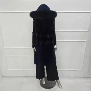 [미니멈]MZDKFV0920NA 밍크배색 천연양모 후드폭스 롱 베스트