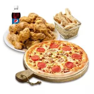 [피나치공] 뿌리공순살피치세트L(콤비네이션피자L+뿌리공(순살)+리얼웨지콘스프+디핑소스+콜라1.25L)