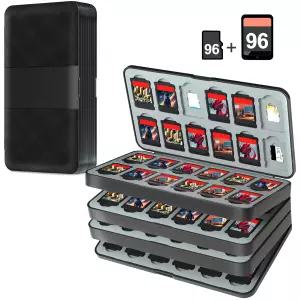 iPLYGAM 스위치 게임 케이스 홀더 - 닌텐도 스위치/OLED/Lite용, 96개 카트리지 슬롯 및 마이크로 SD 카드