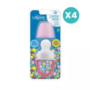 닥터브라운 실리콘 신생아 과즙망 치발기 핑크 4개 LON