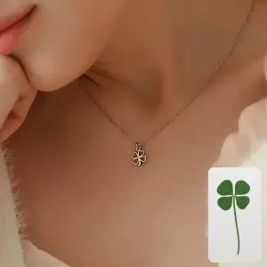 [ 생화네잎클로버(코팅)] 행운 행복 사랑 서지컬 목걸이 핑크선물포장 쇼핑