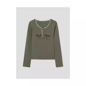 매장정품 에잇세컨즈 8SECONDS 레이스 헨리넥 긴소매 티셔츠 카키 125941MQ6H 539146