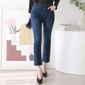 [하프클럽/]밑단컷팅 여자 8부 청바지 밴딩 데님 팬츠 데이트룩