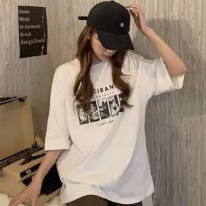 [하프클럽/]캐주얼 베이직 영문레터링 반팔티셔츠 치마반바지코디