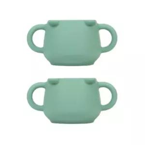 블루마마 유아컵 실리콘 자기주도 연습 곰돌이 민트X2