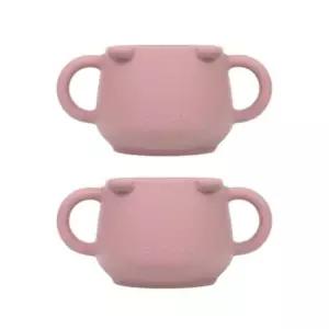 블루마마 유아컵 실리콘 자기주도 연습 곰돌이 핑크X2