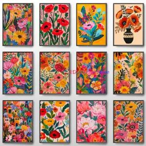 및 꽃 포스터 홈 벽 그림모던 식물 거실 아트 프린트 화려한 추상 캔버스 수집품 페인팅