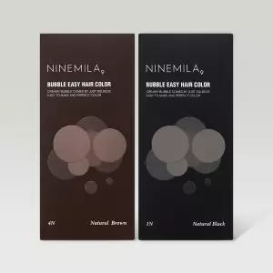 1+1 나인밀라 버블 이지 비건 새치 염색약 100ml (흑갈색, 자연갈색) 셀프 새치커버 톤다운