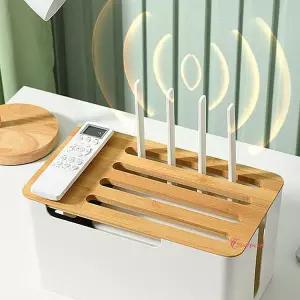 선정리함셋톱박스 공유기 보관 와이파이 멀티탭 원목 가리개 숨기기 수납wxy195