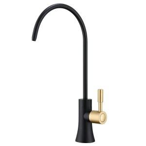 EKRTE 주방 싱크대용 식수 수도꼭지, 정수 역삼투 RO 솔리드 황동, 비에어 갭, 매트 블랙 및 샴페인 골드