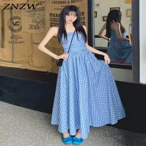 원피스체크 휴양지원피스 주름롱스커트 반팔 지지미원피스