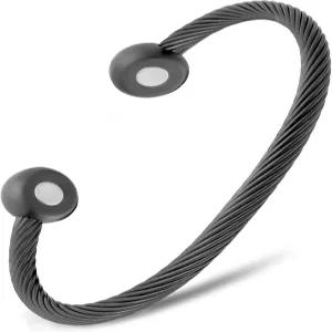 MagnetRX 마그네틱 팔찌 커프 - 트위스트 케이블 스테인리스 스틸 뱅글 우아한 골프 남녀 (건메탈