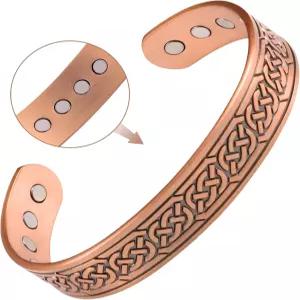 남성용 페라코 구리 팔찌 네오디뮴 자석이 있는 12배 강도 넓은 순수 자성 선물용 상자가 조절 가능한 커프