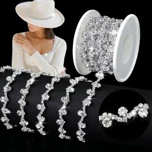 토웬엠 3야드 라인스톤 트림 체인 드레스 벨트 가터스 헤드피스 장식 공예 신부 의상용 바느질 다이아몬드