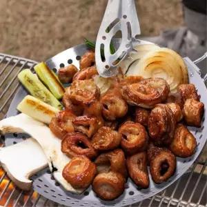 야외 숯불 직화구이 타공 폴딩 원형 프라이팬 낚시용 글램핑 요리용 취사용 캠핑용