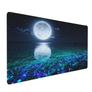 책상용 대형 마우스 패드, 미끄럼 방지 고무 베이스 확장 마우스패드, XXL 키보드 매트, 스티치 엣지 컴퓨터 책상 89.9x40.1cm(35.4x15.7인치), 문 오션