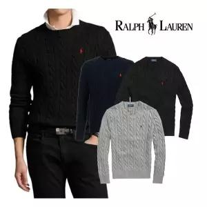 폴로 랄프로렌 남성 꽈배기 라운드니트