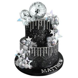 디스코 볼 케이크 토퍼 미러 장식과 실버 스타 70년대 댄스 토요일 밤의 열기 생일 용품 (스타일 1)