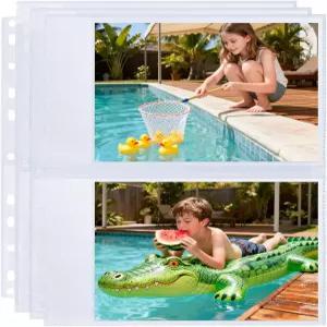 링 바인더 3개용 5x7 사진 앨범 리필 페이지 30팩 120장의 사진을 담을 수 있는 초투명 슬리브 양면 2개의