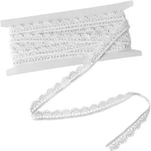 레이스 리본 흰색 1/2 ×5 야드 코바늘 뜨개질 트림 빈티지 스캘럽 엣지 락 공예 선물 포장 DIY 재봉 제작