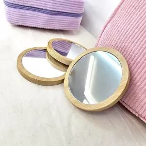 휴대용 원형 우드 손거울