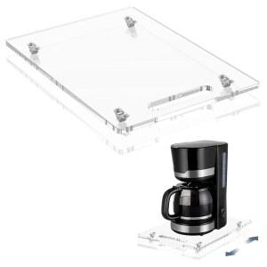 [미국배송] 커피 메이커용 PUDASTO 슬라이딩 트레이 고무 바퀴가 달린 9.8인치 X 14인치 아크릴 가전제품 슬라이더 조리대 이동용 커피포트 슬라이더 스탠드 믹서 토스터 및 헤비 키친 가전제품(클리어)