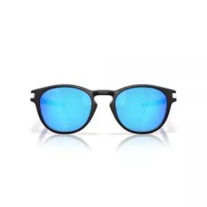 Oakley 남성용 OO9349 래치 로우 브릿지 핏 라운드 선글라스, 매트 블랙/프리즘 사파이어, 53mm, 매트 블랙