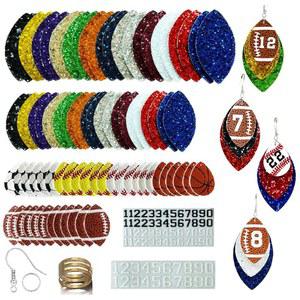 GraLeS 183개 DIY 스포츠 인조 가죽 귀걸이 제작 키트 트리플 레이어 티어드롭 댕글 맞춤형 플레이어 번호 주얼리 소프트볼 축구 야구 엄마 용품