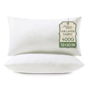 애슐러 홈 데코 던지기 베개 삽입물 - 공기층, 프리미엄 침대 및 소파 베개가 포함된 12x20 실내 장식 베개, 요추 쿠션 가짜 스터퍼, 2팩, 흰색