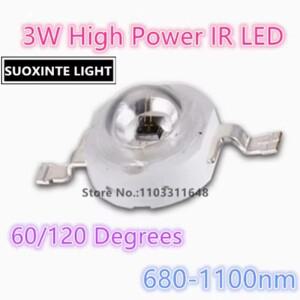 2피스 3W 고전력 적외선 IR LED  60/120도  680nm 740nm 1100nm  방출 튜브 모니터링 램프 구슬