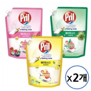 프릴 베이킹소다 주방세제 1L 리필 x2개 퓨어레몬 그린허브 와일드베리 택1