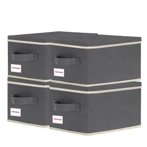 FBEHANA CD/DVD 보관함 유니버설 뚜껑이 있는 스태커블 CD/DVD 정리함 블루레이 디스크 미디어 홀더 비디오 게임 디스크 앨범 4Pack은 180cd / 80dv Gray를 보관할 수 있습니다