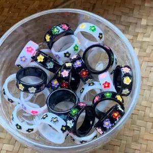 국내제작 반지 링 아크릴 플라워 꽃 염색 레이어드