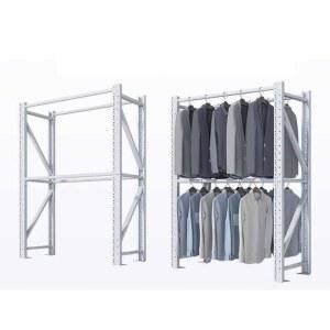 화이트2단 창고 행거랙 조립식 앵글 연결부 매장용 행거 2단