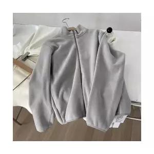 여성용 야구 점퍼 고밀도 플리스 테일러드 코트 겨울 보온 이너 오피스룩 집업 CH4