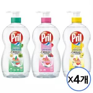 프릴 베이킹소다 주방세제 700ml 용기 x4개 퓨어레몬  그린허브 와일드베리 택1