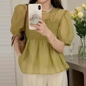 [하프클럽/드넬]퍼프시스루블라우스DWB52307A