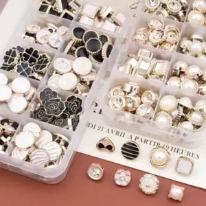 옷 수선용 부자재 진주 단추 미니 장식 100종 가디건 블라우스 보석 악세사리