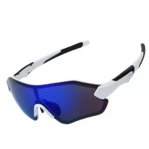 오클랜즈 자외선 차단 시력보호 프리미엄 스포츠 선글라스_화이트 프레임+블루미러 편광렌즈