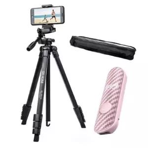 셀루미 블루투스 삼각대 풀세트_핑크리모컨 스마트폰 카메라 캠코더 DSLR
