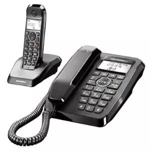 모토로라 스피커폰 기능 디지털 자동응답 녹음기 유선+무선 전화기_블랙