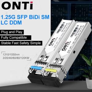 ONTi 기가비트 SFP 모듈 SM LC WDM 1.25G Bidi 단일 모드 광섬유 트랜시버는 Cisco 스위치와 호환됩니다.