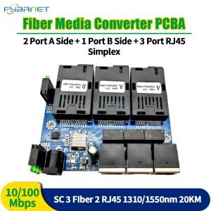 광섬유 변환기 3 SC RJ45 포트 0-20km 100Ms 단일 모드 미디어 3F3E PCBA 보드