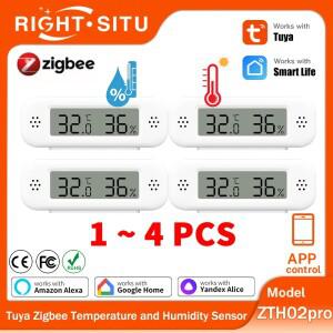 14pcs Tuya Zigbee 3.0 스마트 홈 온도계 습도계 용 미니 소형 센서 앱 Yandex Alexa와 원격 작업