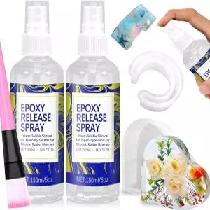 레진 몰드용 몰드 이형제 2개 (150ML) - 실리콘 및 에폭시 수성 보호제 빠른 건조 비점착성으로 쉬운 탈형