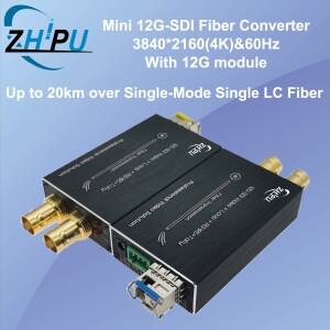 광섬유 변환기를 통한 미니 소형 12G SDI 단일 모드 MAX 20km RS485 탈리 루프 출력 포함