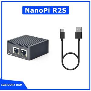 CNC 금속 케이스가 포함된 NanoPi R2S Rockchip RK3328 미니 소형 개발 보드 듀얼 기가비트 포트 1GB SBC